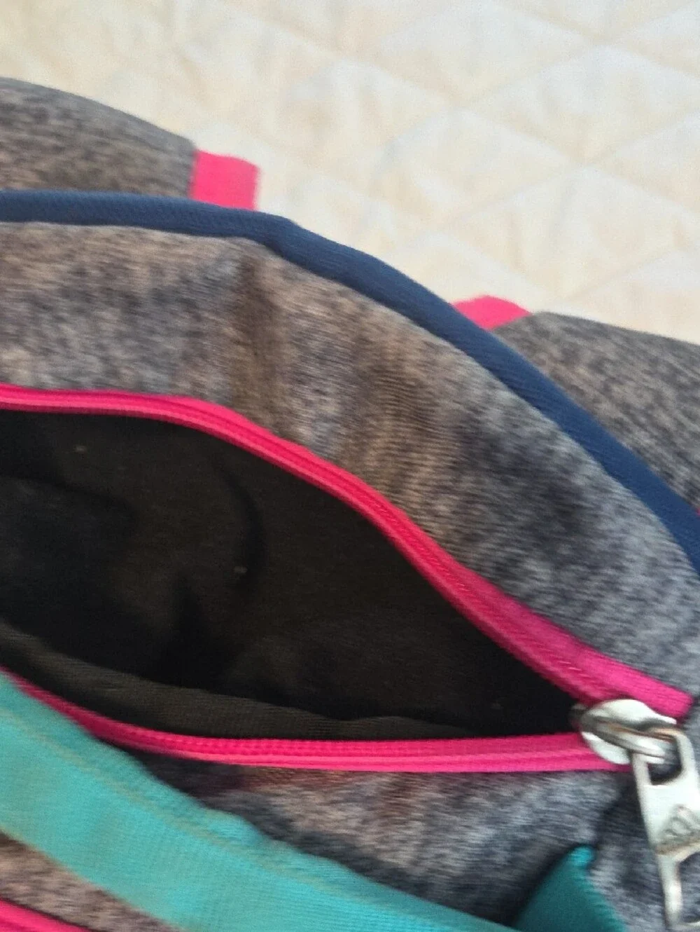 adidas Heather Gray Backpack with Pink and Teal Accents